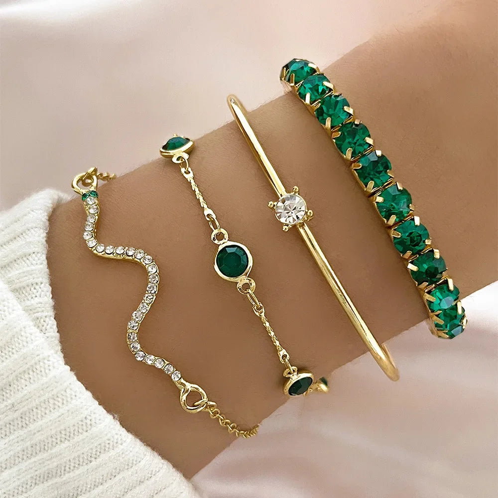 Conjunto de Braceletes Snake Green