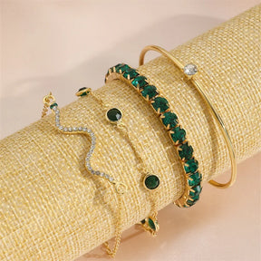 Conjunto de Braceletes Snake Green