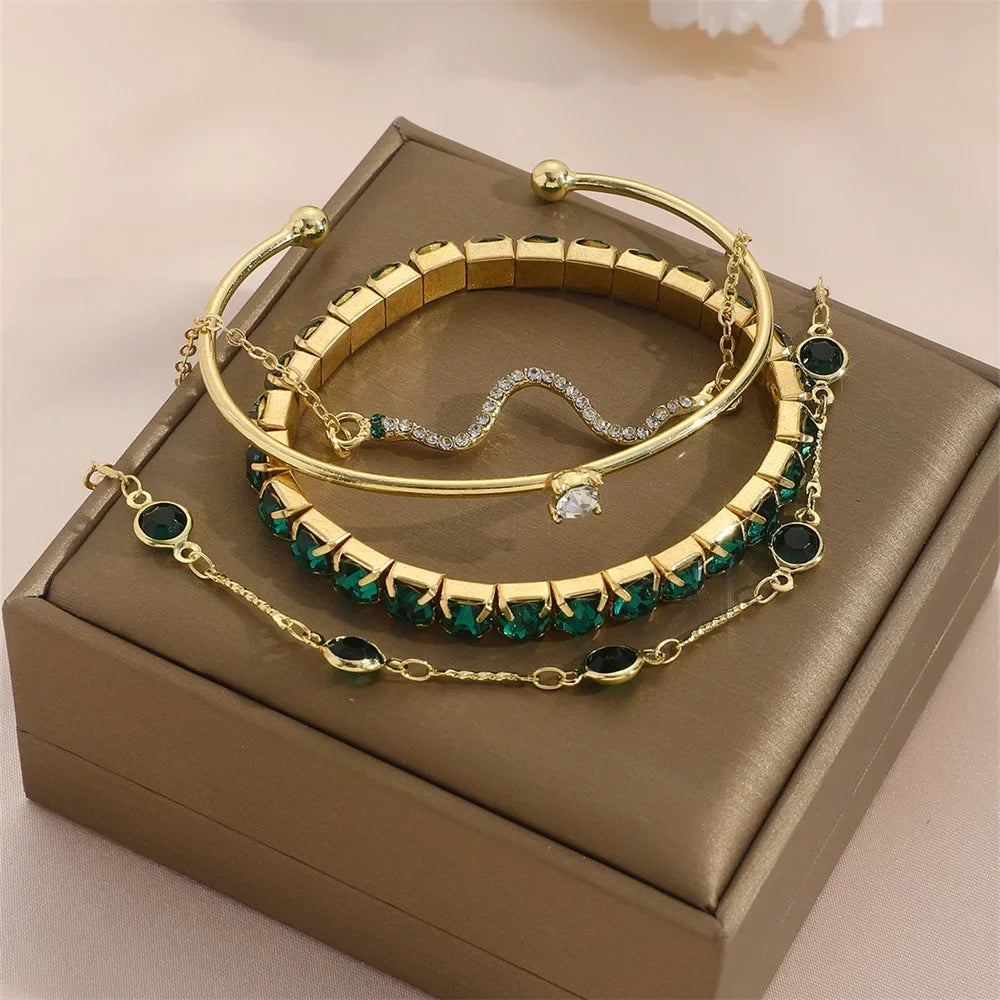 Conjunto de Braceletes Snake Green